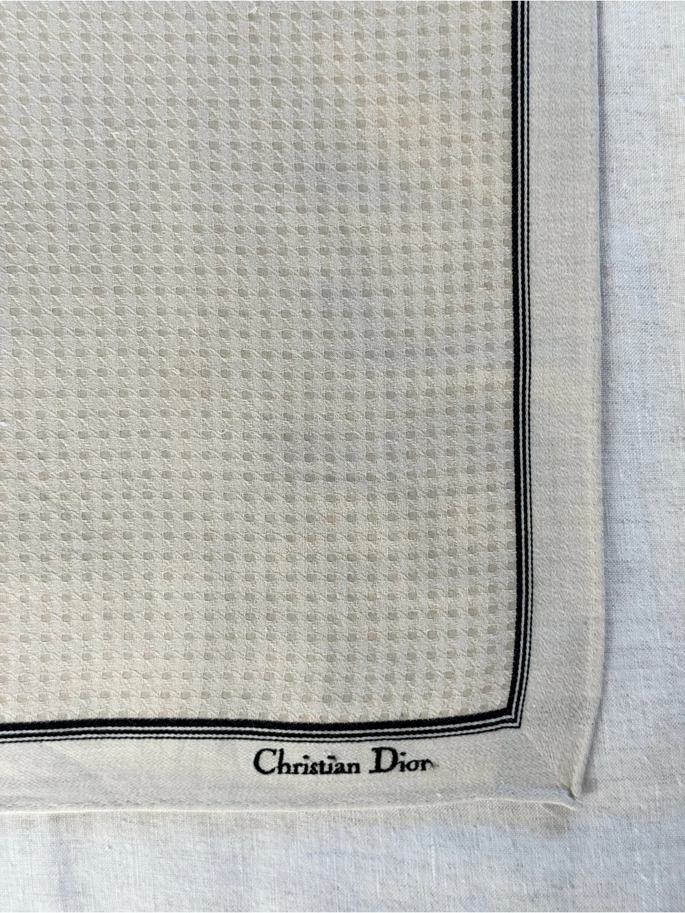 Vintage Christian Dior Textured Cotton Head Scarf Bandana Made in Japan